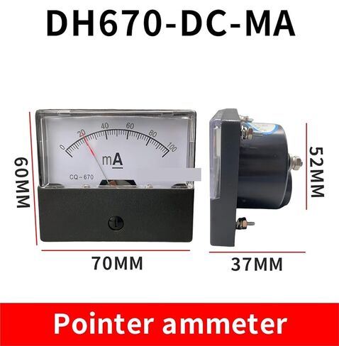 Ammeter DH-670 DC 0-500 MA 1MA 2MA 3MA 5MA 10MA 20MA 30MA 50MA 100MA Rectangular Ampere Needle Panel Meter Gauge Amperemeter 1Pcs(10MA) in Saudi Arabia