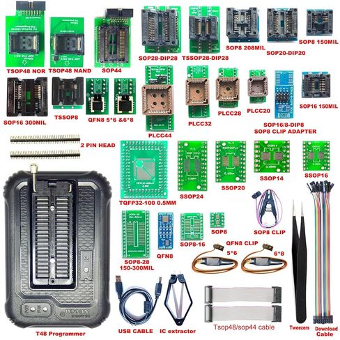 مبرمج T48 TL866-3G مع محولات Xgecu T48 27 يدعم 34000+ ICS لـ EPROM MCU SPI ولا NAND Flash EMMC BGA TSOP SOP PLCC QFN QFP رقاقة اختبار المشبك المقبس in Saudi Arabia