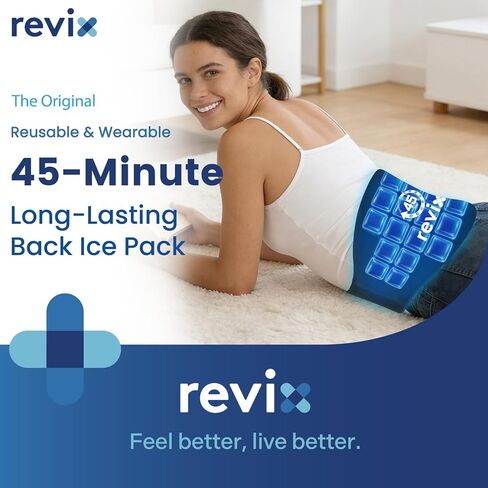 REVIX 45-Min Long-Lasting Back Ice Pack, Extra Large Ice Packs with Ice Grid Gel Design, Reusable Gel Ice Wrap, Cold Compress for Waist, Lower Lumbar, Tailbone Relief & Muscle Relaxation (15.5 x 10") in Saudi Arabia