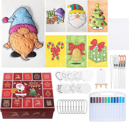 AmazingSpark 122pcs Magic Puffy Paint, Magic 3D Foam Texture Painting Kit Include 60pcs Foam Texture Paper 24 Colors Acrylic Paint Markers DIY Bubble Drawing Art Supply Painting Gift(Classic Style) in Saudi Arabia