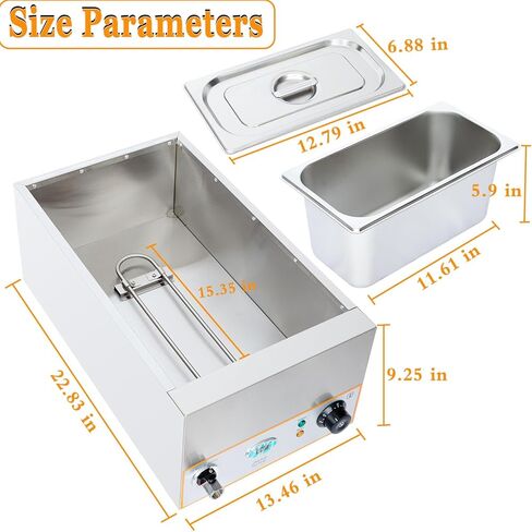 جهاز تدفئة الطعام التجاري ذو 3 مقلاة من CTJ - جهاز تدفئة الطعام على طاولة البخار الكهربائية بقدرة 1500 واط، مقاس 3x5.3 QT من الفولاذ المقاوم للصدأ Bain Marie، مع صنبور تصريف، وطاولة بوفيه للمنزل، وتقديم الطعام، والحفلات، والمطاعم in Kuwait