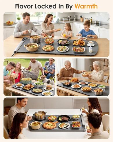 حصيرة تدفئة للطعام مقاس 91.44 سم × 40.64 سم مع حصيرة مقاومة للحرارة، تسخين سريع وكامل للسطح، سخانات الطعام لبوفيه الحفلات، وسادة تسخين محمولة مع 9 إعدادات لدرجة الحرارة ومؤقت 12 ساعة، رمادي in Kuwait