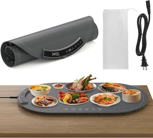 Warming Mat for Food, 6 Dish Buffet Electric Warmer Tray with 8 Adjustable Temperature (104°F-230°F), 1-4 Hour Timer, Child Safety Lock, Flexible Food-Grade Silicone- Easy to Clean & Store Warming Pad in Kuwait