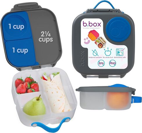 b.box Mini Bento Lunch Box for Kids – Leak Proof Toddler Lunch Box for Daycare w/Whole Fruit & Wet Food Compartments – 4 1/4 Cup Capacity - BPA Free Kids Snack Container (Ocean Breeze) in Kuwait