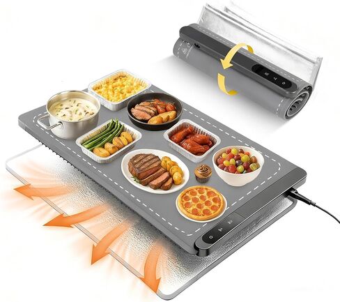 حصيرة تدفئة الطعام من الجرافين كبيرة جدًا مقاس 81.28 سم × 40.64 سم مع وسادة عازلة للسطح، وأطباق الغضب للبوفيه، للمطبخ، وسخانات الطعام للحفلات، وسادة تسخين محمولة، إعداد دافئ مخصص 560 وات، رمادي in Kuwait