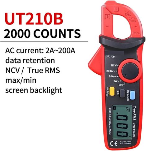 UT210A UT210B UT210C UT210E UT210D المشبك الرقمي التيار المتناوب/تيار مستمر الحالي/نطاق الجهد (UT210B) in Kuwait