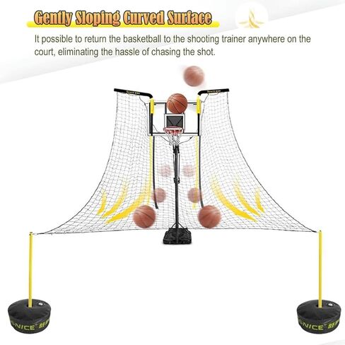 شبكة ارتداد كرة السلة دوارة بزاوية 180 درجة - ملحق إرجاع سريع للكرة للأطواق، زيادة كفاءة التدريب الفردي، إطار معدني قوي وإعداد سهل in Kuwait