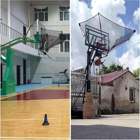 شبكة ارتداد لتدريب كرة السلة - نظام إرجاع دوار 180 درجة يزيد من ممارسة التسديد، ويوفر الوقت، ويناسب جميع الأطواق وسهل التجميع/الإزالة in Kuwait