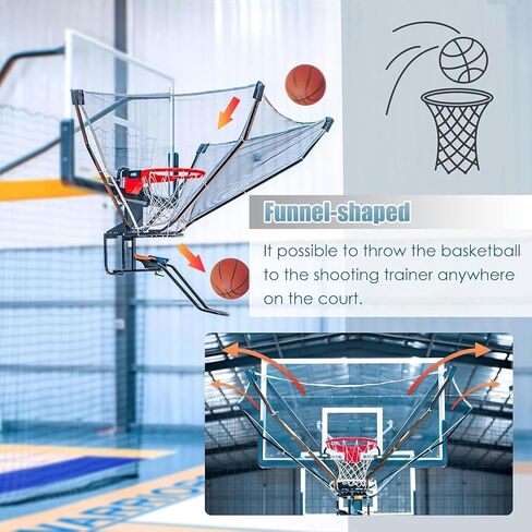 شبكة ارتداد كرة السلة مع شلال قابل للدوران 180 درجة - نظام إرجاع الكرة المحمول للتدريب الفردي، يناسب معظم الأطواق (71.65 × 49.2 × 61 بوصة) in Kuwait