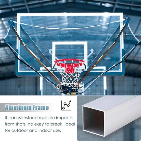 شبكة ارتداد كرة السلة مع شلال قابل للدوران 180 درجة - نظام إرجاع الكرة المحمول للتدريب الفردي، يناسب معظم الأطواق (71.65 × 49.2 × 61 بوصة) in Kuwait