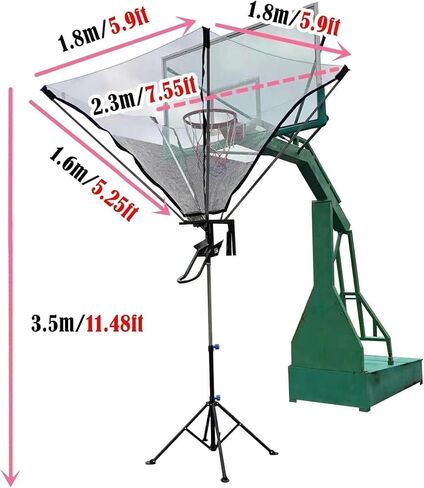 كرة السلة شديدة التحمل - مجرى إرجاع قابل للتعديل وقابل للدوران 180 درجة، للتدريب الفردي، مثالي للبالغين والمراهقين، مدرب الرماية المحمول in Kuwait