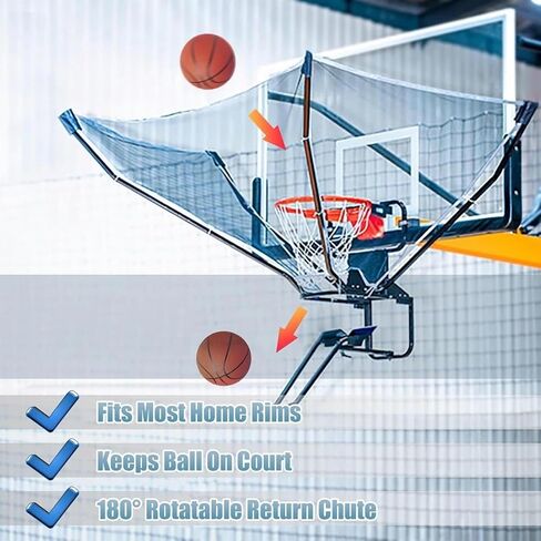 نظام إرجاع كرة السلة وشبكة ارتداد - مع مجرى دوار 180 درجة للاستخدام الخارجي/الداخلي، يناسب معظم الأطواق، تركيب سهل الخطاف in Kuwait