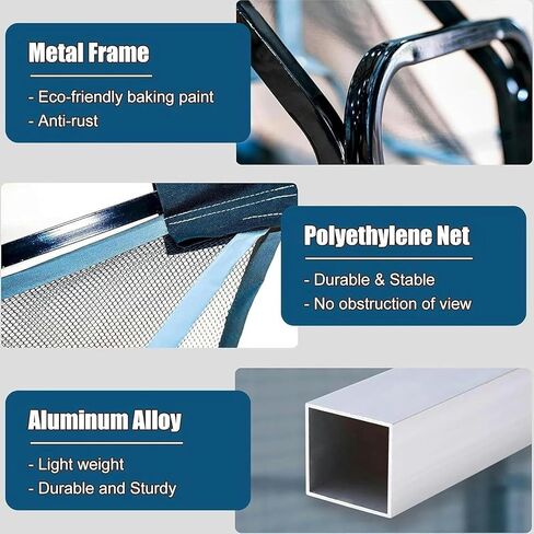 كرة السلة المعدنية مع شبكة عالية الكثافة - شلال إرجاع دوار 180 درجة شديد التحمل، شبكة قابلة للطي مقاومة للصدمات، تناسب الأطواق الداخلية والخارجية in Kuwait