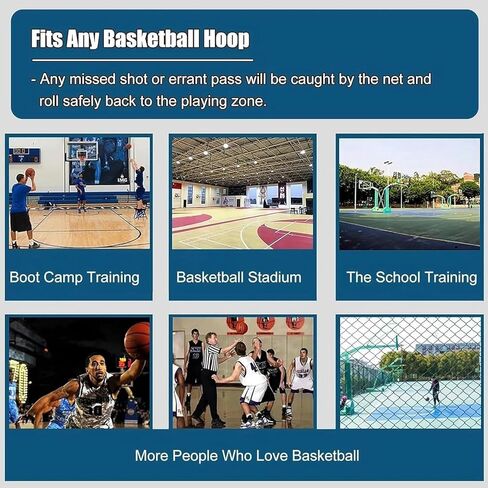 كرة السلة المعدنية مع شبكة عالية الكثافة - شلال إرجاع دوار 180 درجة شديد التحمل، شبكة قابلة للطي مقاومة للصدمات، تناسب الأطواق الداخلية والخارجية in Kuwait