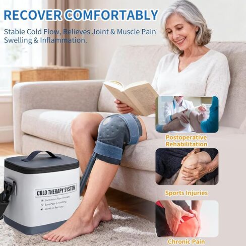 آلة العلاج البارد مع تبريد ثابت لمدة 8-12 ساعة - آلة ثلج قابلة للبرمجة للركبة بعد الجراحة - آلة ثلج للركبة مع وسادة ضغط - للتعافي بعد العمليات الجراحية والإصابات الرياضية، رمادي قطعة واحدة in Kuwait