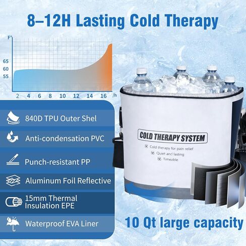 آلة العلاج البارد مع تبريد ثابت لمدة 8-12 ساعة - آلة ثلج قابلة للبرمجة للركبة بعد الجراحة - آلة ثلج للركبة مع وسادة ضغط - للتعافي بعد العمليات الجراحية والإصابات الرياضية، رمادي قطعة واحدة in Kuwait