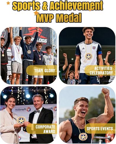 6" Heavy Duty Champion Awards Medal Trophy - MVP Big Gold Turnover Chain for Football Fantasy Basketball Soccer Sports Achievements Necklace Athlete Prize Gifts in Saudi Arabia