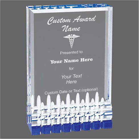 Custom Award for Medical Field with Caduceus Symbol Personalized Text Engraved Acrylic Freestanding Trophy in Saudi Arabia