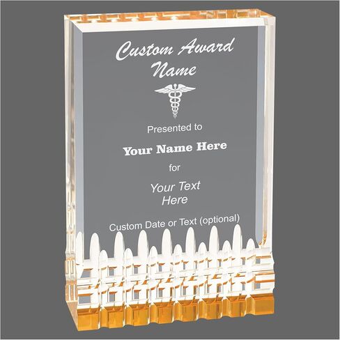 Custom Award for Medical Field with Caduceus Symbol Personalized Text Engraved Acrylic Freestanding Trophy in Saudi Arabia