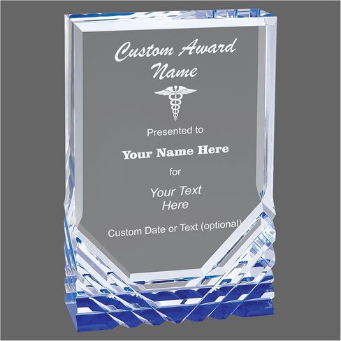 Custom Award for Medical Field with Caduceus Symbol Personalized Text Engraved Acrylic Freestanding Trophy in Saudi Arabia