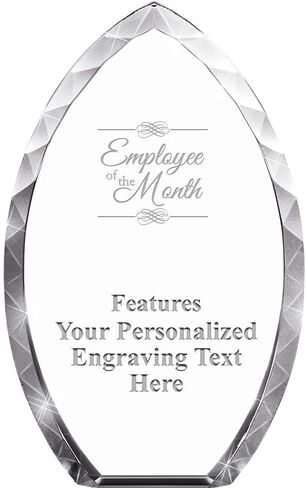 8" Tear Drop Employee of The Year Crystal Award, Custom Engraved Employee of The Year Trophy, Engraving Included, Prime in Saudi Arabia