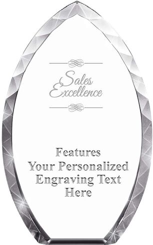 8" Tear Drop Employee of The Year Crystal Award, Custom Engraved Employee of The Year Trophy, Engraving Included, Prime in Saudi Arabia
