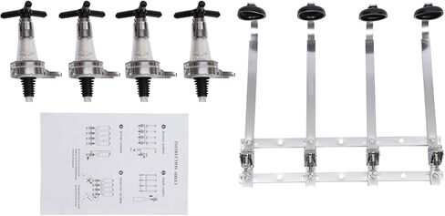Liquor Dispenser, 4 Bottle Wall Mounted Liquor Dispenser Alcohol Upside Down Drink Jigger 25ml Discharge Capacity Bar Butler Bracket Drinkware Set for Bar Home Use in Saudi Arabia