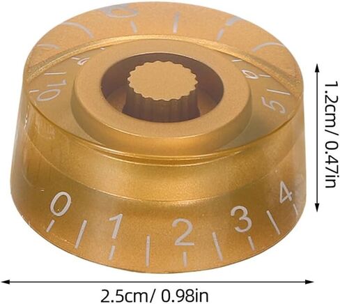 HANABASS 4pcs Electric Guitar Volume Control Knob Caps Set for Classic Guitar Style – Dome Shape, 18-Teeth Potentiometer Caps, Gold with White Black Lettering – Bass and Electric Guitar in Saudi Arabia