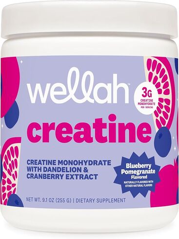 Wellah Pump-It-Up Creatine (50 حصة، عصير الليمون بالفراولة) - كرياتين مونوهيدرات مع الهندباء، وأوفا أورسي، ومستخلص التوت البري in Kuwait