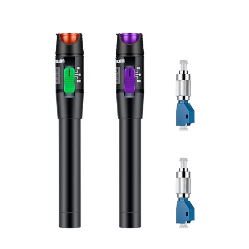 Moocci 2 Pcs Visual Fault Locator Fiber Optic Cable Tester Meter - Fiber Optic Tools Tester Detector Kit with 2 Pcs FC Male to LC Female Adapter for LC/FC/SC/ST, Network Cable Test in Saudi Arabia