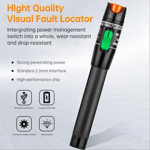 Moocci 2 Pcs Visual Fault Locator Fiber Optic Cable Tester Meter - Fiber Optic Tools Tester Detector Kit with 2 Pcs FC Male to LC Female Adapter for LC/FC/SC/ST, Network Cable Test in Saudi Arabia