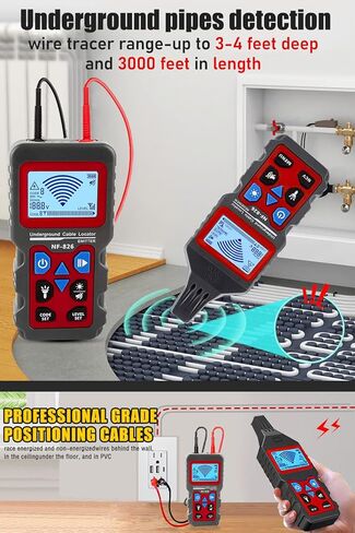 NF-826 Underground Wire Locator Circuit Tracker 12-400V AC/DC, locates Circuit Breakers, fuses, Wires, Short Circuits, Open Circuits, Ceiling/Wall/Dog Fence Cables, Irrigation Control Lines in Kuwait