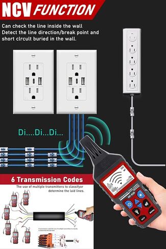 NF-826 Underground Wire Locator Circuit Tracker 12-400V AC/DC, locates Circuit Breakers, fuses, Wires, Short Circuits, Open Circuits, Ceiling/Wall/Dog Fence Cables, Irrigation Control Lines in Kuwait