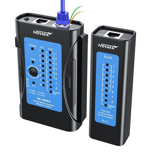 جهاز اختبار كابل الشبكة القابل لإعادة الشحن، جهاز اختبار استمرارية كابل إيثرنت NF-468EU لأداة اختبار أسلاك إيثرنت محمية LAN RJ45/RJ11/RJ12/CAT5/CAT6/CAT7/POE in Kuwait