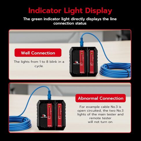 Mcbazel Network Cable Tester for RJ45 RJ11, Ethernet Cable Tester Tool Compatible with CAT5/CAT5E/CAT6/CAT6A, Telephone Line Continuity Test LAN Wire Test Tool in Saudi Arabia