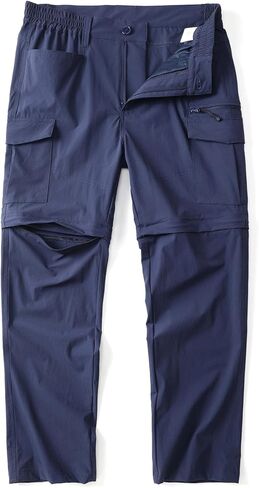 سروال AKARMY رجالي خفيف الوزن للتنزه سيرًا على الأقدام وسريع الجفاف بسحّاب للخارج ومقاوم للماء وقابل للتحويل مع 6 جيوب in Kuwait