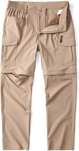 سروال AKARMY رجالي خفيف الوزن للتنزه سيرًا على الأقدام وسريع الجفاف بسحّاب للخارج ومقاوم للماء وقابل للتحويل مع 6 جيوب in Kuwait