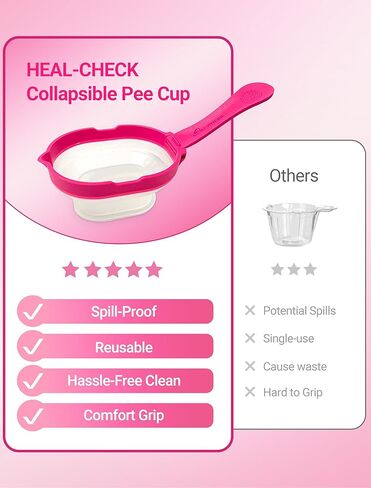 HEAK-Check 2 Urine Cups for Ovulation & Pregnancy Test,Reusable,Leak-Proof and Collapsible Silicone Design for Home Fertility Testing in Kuwait