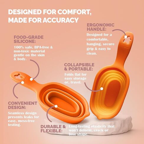 Reusable Pee Cups for Ovulation & Pregnancy Test Strips - 2 Leak-Proof Urine Sample Cups, Collapsible Silicone Design + 5 Disposable Gloves - Conception Aid Kit for Women in Kuwait