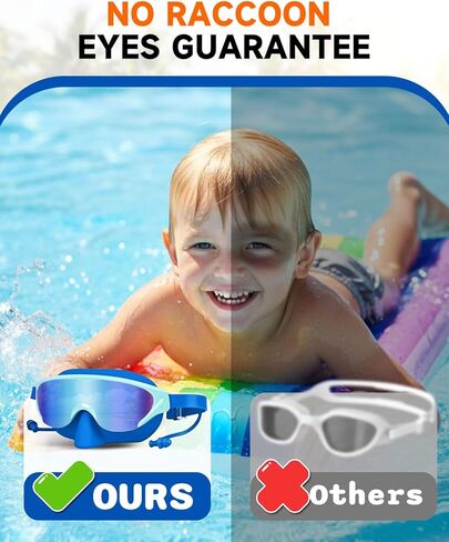 قناع نظارات السباحة للأطفال من Zoomsnail مع غطاء للأنف، نظارات سباحة مضادة للكسر وتسرب الأشعة فوق البنفسجية للأطفال الصغار من عمر 3 إلى 15 عامًا (قناع أرجواني أزرق شفاف) in Kuwait