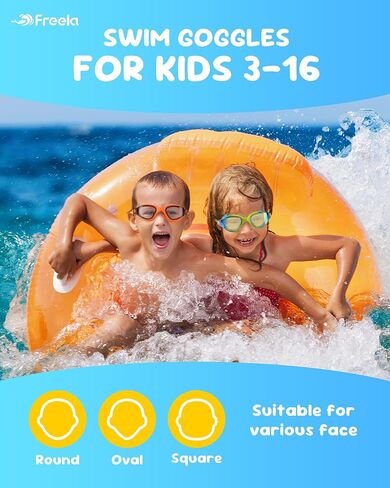 نظارات سباحة للأطفال من Freela مكونة من قطعتين من نظارات السباحة للأطفال من عمر 3-6 4-7 5-7 6-14 8-12 للأولاد والبنات والأطفال الصغار، نظارات سباحة قطعة واحدة 180 درجة رؤية واسعة وواضحة مضادة للضباب وحماية من الأشعة فوق البنفسجية، نظارات سباحة لشاطئ حمام  in Kuwait