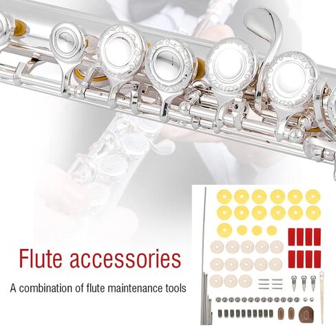 Flute Cleaning Accessories Kit 70Pcs, Repair Flute Pads Plugs Set Open Holes, Portable Brass Woodwind Cleaning Tools, Musical Instrument Maintenance Parts in Saudi Arabia