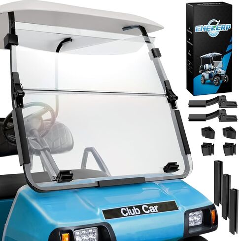 الزجاج الأمامي لعربة الجولف لسيارة Club Car DS 2000-Up يعمل بالغاز والكهرباء، يناسب الدعامات الأمامية المدببة فقط، الزجاج الأمامي لسيارة Club Car DS مقاس 5 مم مع مفصلات شديدة التحمل، مقاوم للأشعة فوق البنفسجية ومقاوم للصدمات (شفاف) in Kuwait
