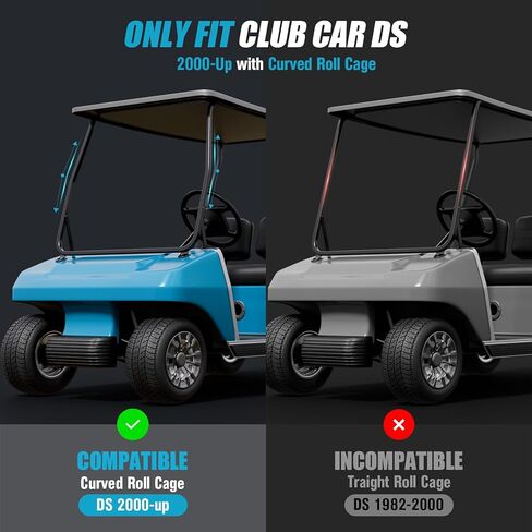 الزجاج الأمامي لعربة الجولف لسيارة Club Car DS 2000-Up يعمل بالغاز والكهرباء، يناسب الدعامات الأمامية المدببة فقط، الزجاج الأمامي لسيارة Club Car DS مقاس 5 مم مع مفصلات شديدة التحمل، مقاوم للأشعة فوق البنفسجية ومقاوم للصدمات (شفاف) in Kuwait