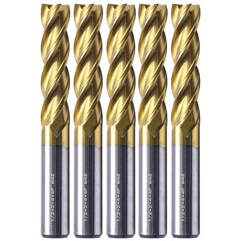 BestParts 5Pcs 1/4in M42 8% Cobalt High Speed Steel Square End Mills - TiN Coated, 4 Flute, 35 Degree Helix, 1/4" Cutting Diameter, 1/4" Shank Diameter, 3/4" Length of Cut, 2-1/2" Overall Length in Saudi Arabia