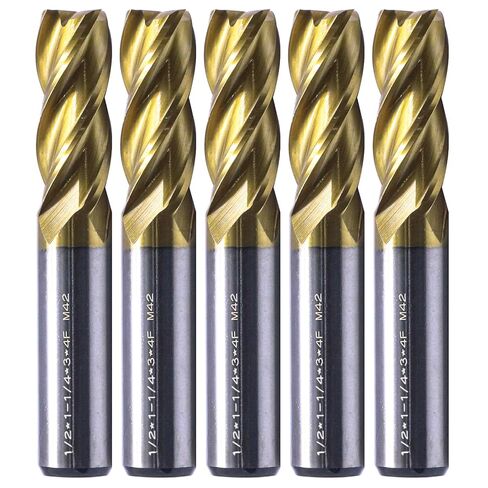 BestParts 5Pcs 1/4in M42 8% Cobalt High Speed Steel Square End Mills - TiN Coated, 4 Flute, 35 Degree Helix, 1/4" Cutting Diameter, 1/4" Shank Diameter, 3/4" Length of Cut, 2-1/2" Overall Length in Saudi Arabia