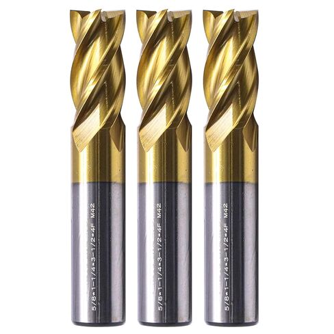 BestParts 5Pcs 1/4in M42 8% Cobalt High Speed Steel Square End Mills - TiN Coated, 4 Flute, 35 Degree Helix, 1/4" Cutting Diameter, 1/4" Shank Diameter, 3/4" Length of Cut, 2-1/2" Overall Length in Saudi Arabia