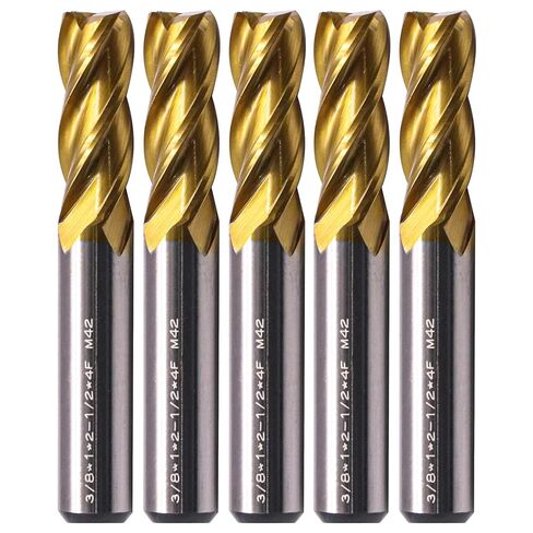 BestParts 5Pcs 1/4in M42 8% Cobalt High Speed Steel Square End Mills - TiN Coated, 4 Flute, 35 Degree Helix, 1/4" Cutting Diameter, 1/4" Shank Diameter, 3/4" Length of Cut, 2-1/2" Overall Length in Saudi Arabia
