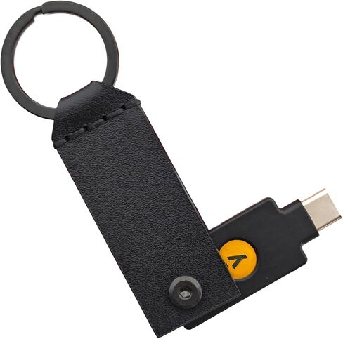 علبة جلدية لـ Yubikey 5 NFC و 5C NFC ، واقي يوبيكو ، ومفتاح أمان تغطية الوجه ، وحامل مفاتيح مع حلقة معدنية ، 9 ألوان (أزرق) in Saudi Arabia