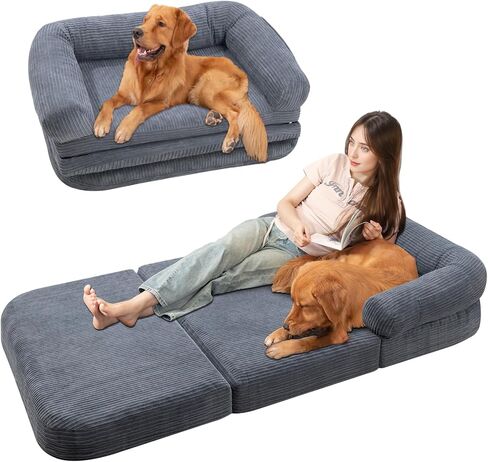سرير أريكة الكلب البشري القابل للطي ، 73 × 42x10 في سرير حيوان أليف أفخم مع مرتبة رغوة البيض ، سرير الكلب المحمول للبالغين ، التخييم الاستخدام الداخلي in Kuwait